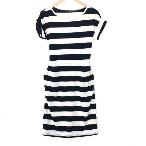 Palinda Striped Short Sleeve Pencil Dress w/ Belt (M) - Picture 2 of 16